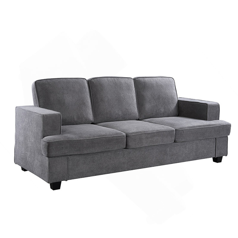 Comfortable Velvet Sofa With Plush Cushions For Relaxing, Gray