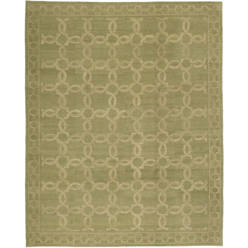 Tapis vert clair et vert clair noué à la main de haute qualité, Rectangle 8 pi 2 po x 10 pi 2 po
