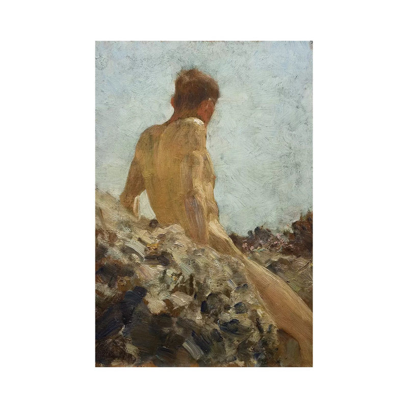 Nude Study by Henry Scott Tuke - Wrapped Canvas Painting, 101.6 cm H x 66.04 cm W x 3.175 cm D