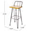 Tabouret de bar industriel en bois 2 - pour siège de patio, structure en fer, finition, pieds inclinés avec repose-pieds Rustic