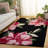 Kamath 403 Hand Tufted Wool/Cotton Floral Rug in Black/Pink-1930459748