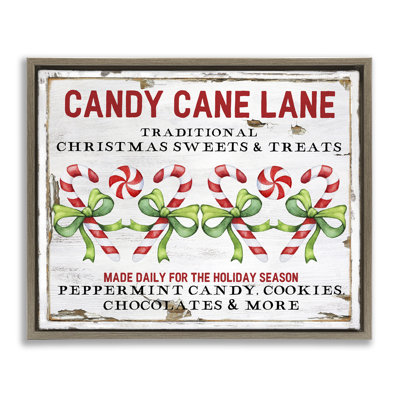 Candy Cane Lane Sign Canvas Wall Art by Creatif Belle