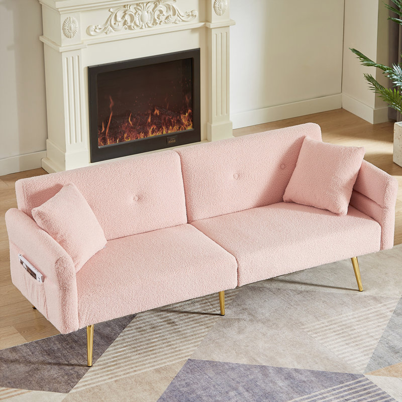 Causeuse rembourrée Modern Teddy, Rose peluche