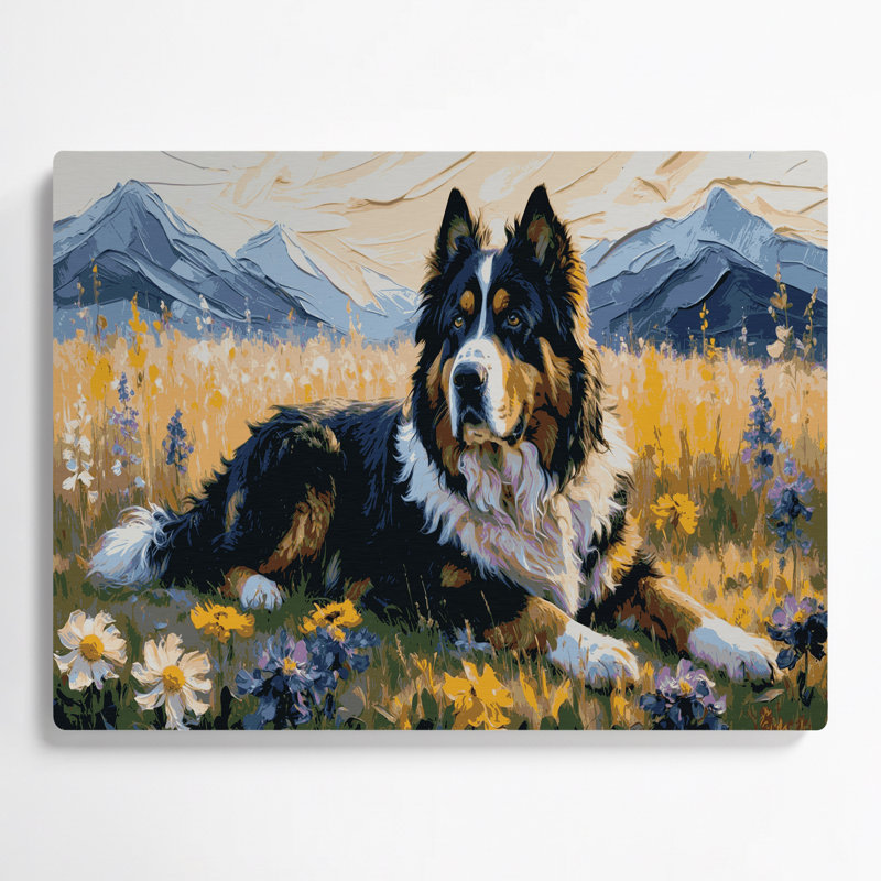 Chiens bouvier bernois, art mural en métal beige, H 11 po x l 14 po
