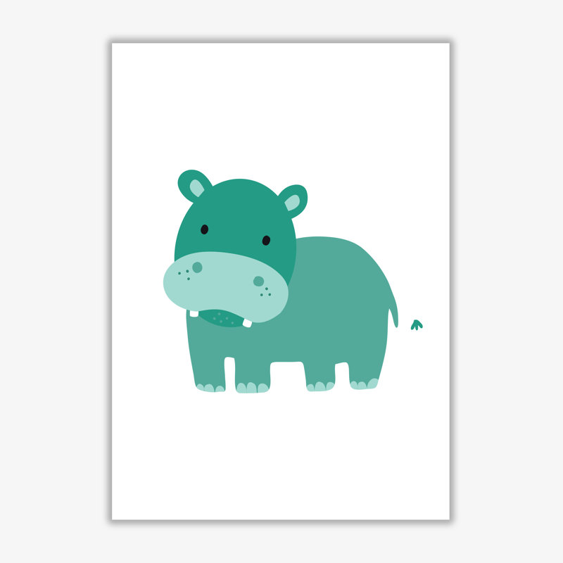 Children's Animals, Hippo - Print, No Frame, 42 cm H x 30 cm W x 1 cm D