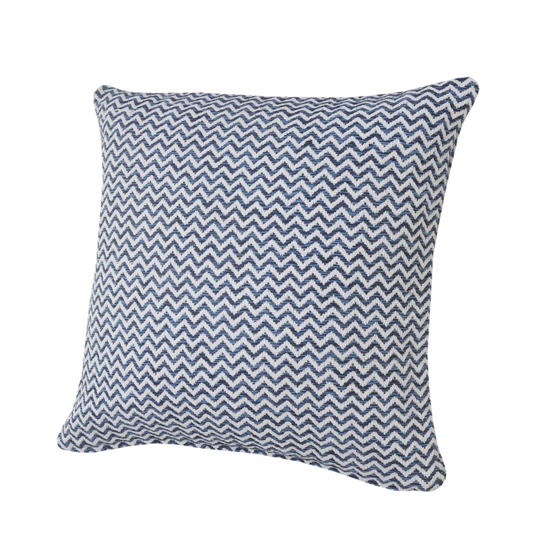 Coussin décoratif à chevrons 100% coton Contemporary, Bleu marine / bleu / blanc, Housse de coussin seulement - sans coussin