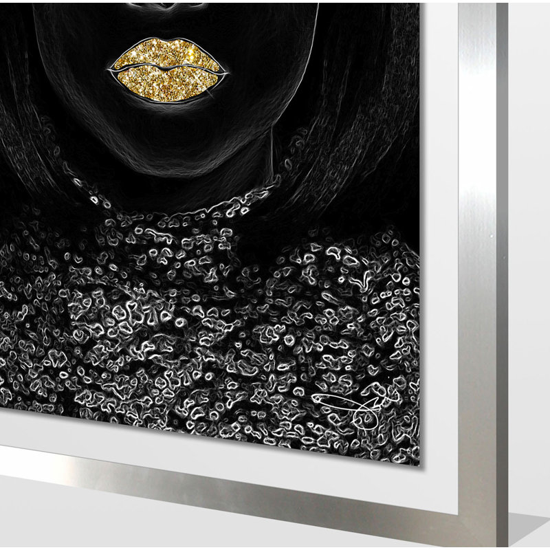 Gold Lips - impression d'art graphique, H 51,5 po x l 35,5 po x P 0,75 po, H 27,5 po x l 21,5 po x P 0,75 po