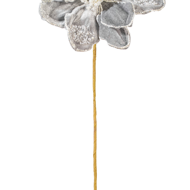 Magnolia perle argentée 17 po, fleur de 8 po, 2/sac, Silver