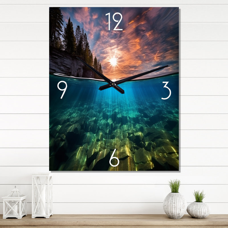 Horloge murale moderne sous le soleil sous l'eau, Petit
