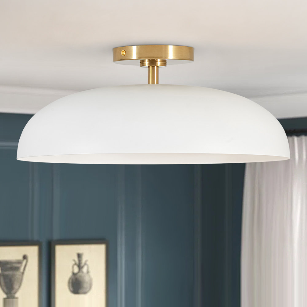 Single Light Semi Flush Mount, White