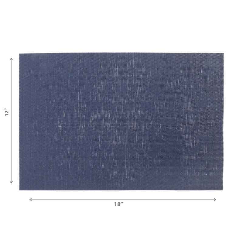 Napperon en vinyle damassé bleu marine - ensemble de 12
