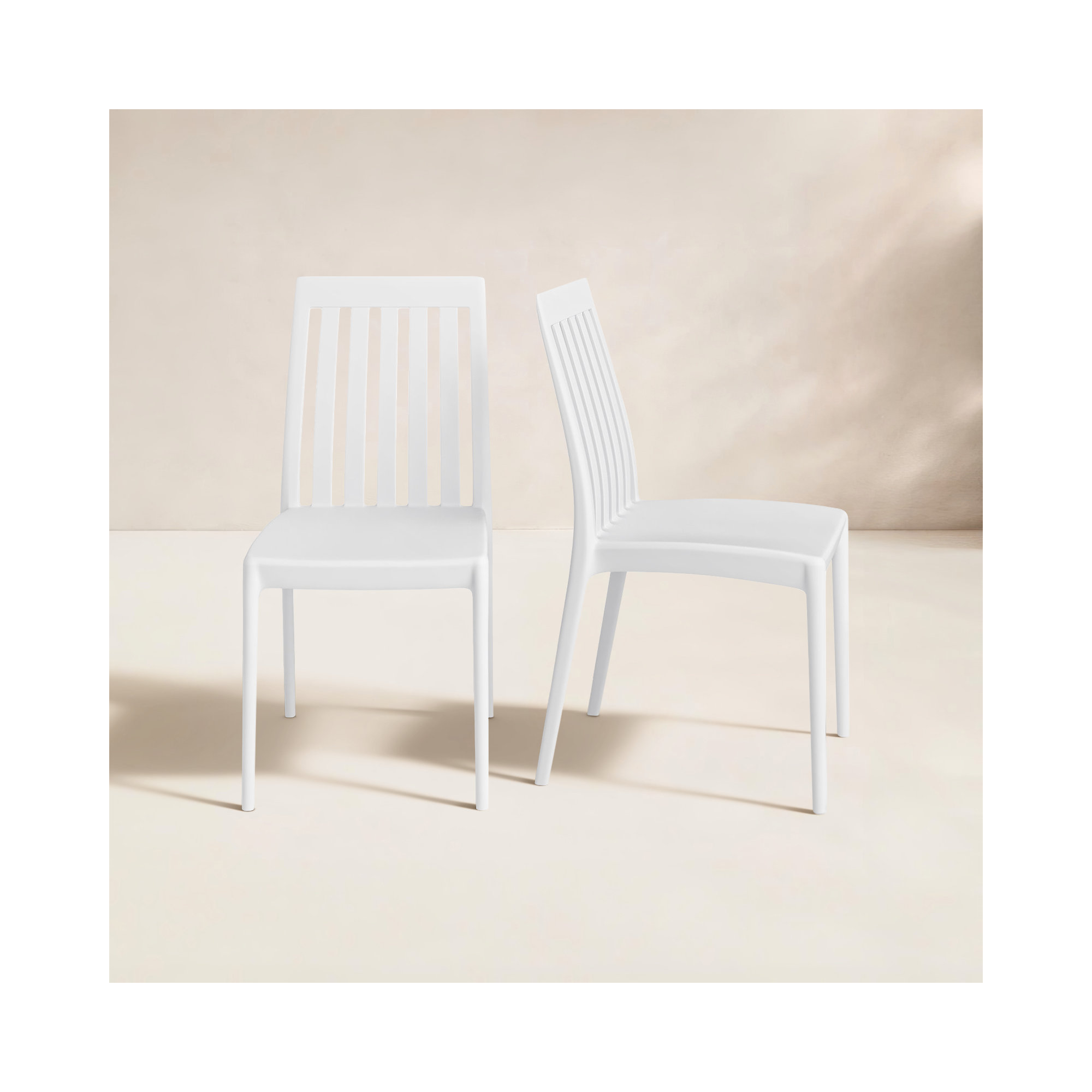 Kenno Anyfer Stacking Patio Dining Side Chair, White
