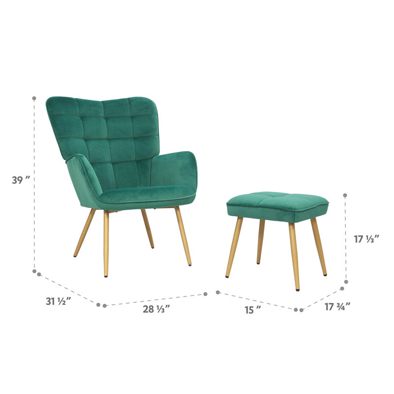 Fauteuil rembourré Nessa, Polyester vert