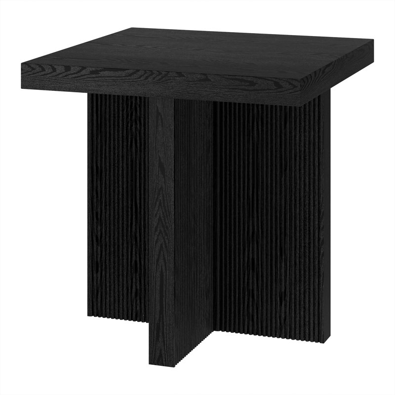 Kaia Side Table, Espresso Wood, Black
