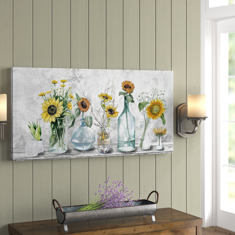 «Adorable Sunflowers», reproduction d'art sur toile tendue, H 22,5 po x l 45 po x P 1,5 po