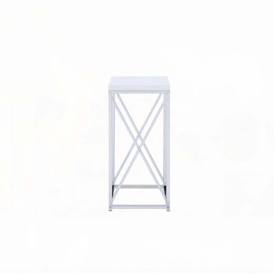 Table d'appoint blanc brillant et chrome