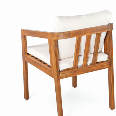 Chaise de salle à manger d'extérieur en bois d'acacia avec coussin (ensemble de 2)