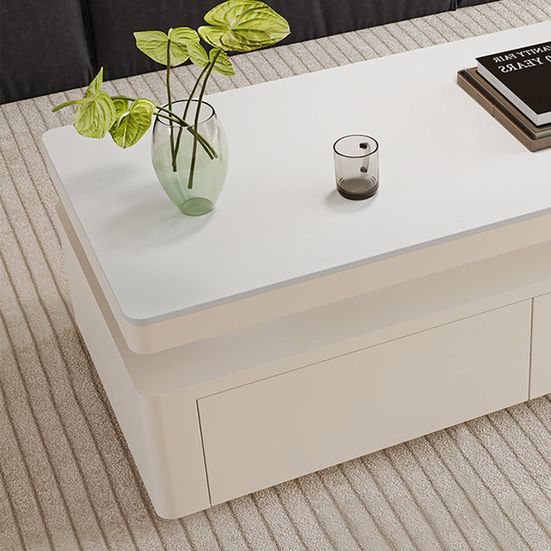 Table basse Modern Luxury, Blanc, H 17,71 po x L 47,24 po x l 23,62 po, Blanc