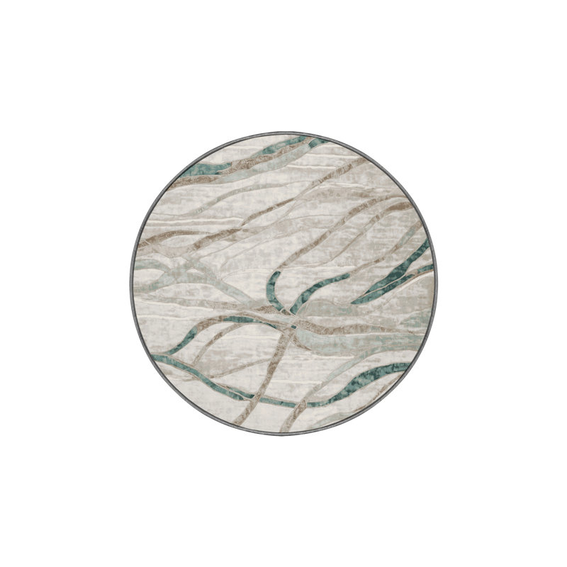 Tapis gris lavable à la machine, Rond 5 pi