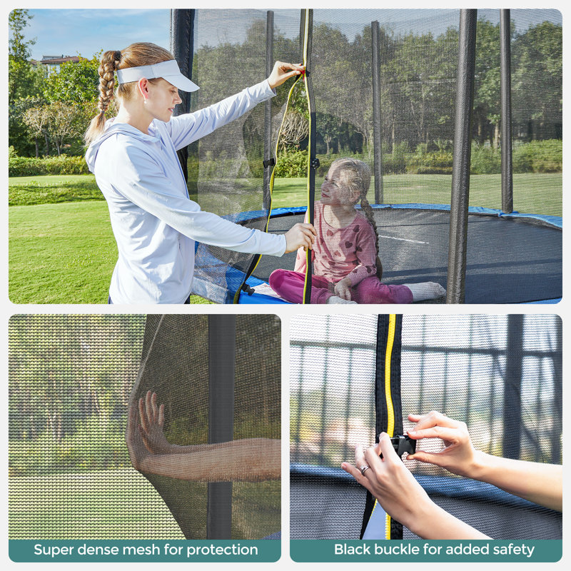 Songmics Round Backyard Trampoline with Safety Enclosure, 256cm H x 305cm W x 305cm D