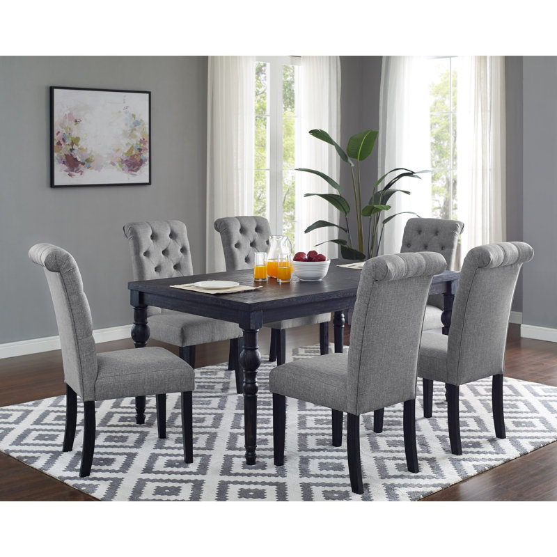 Ensemble de salle à manger Leviton, Grey, Ensemble de cinq pièces : table, quatre chaises