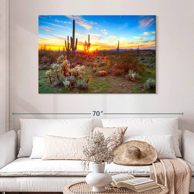 Harnek, désert, cactus, rayon de soleil, H 32 po x l 48 po