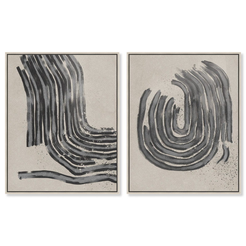 Two Spaces Set Set by Oliver Gal, 31"H x 37"W, Silver Floater Frame