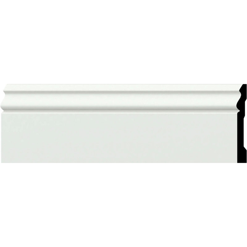 Endurathane Aberdeen Baseboard Moulding, 3 3/4"H x 1/2"P x 94 1/2"L, Factory Primed (8-Pack), 3.75" H x 94.5" W x 0.5" D