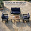 Multi-Person Iron Sofa Set with Rattan Accents — Waterproof, Rust-Proof & Flexible for Your Garden Retreat-2011064405