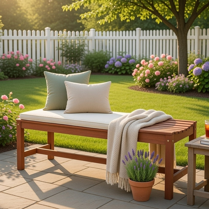 Banc d'extérieur 3 places Emio, design à lattes brun rougeâtre, 59 pouces