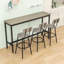 Ensemble de table de salle à manger long 4 pièces avec 3 tabourets rembourrés en polyuréthane-1163386243-1163385980