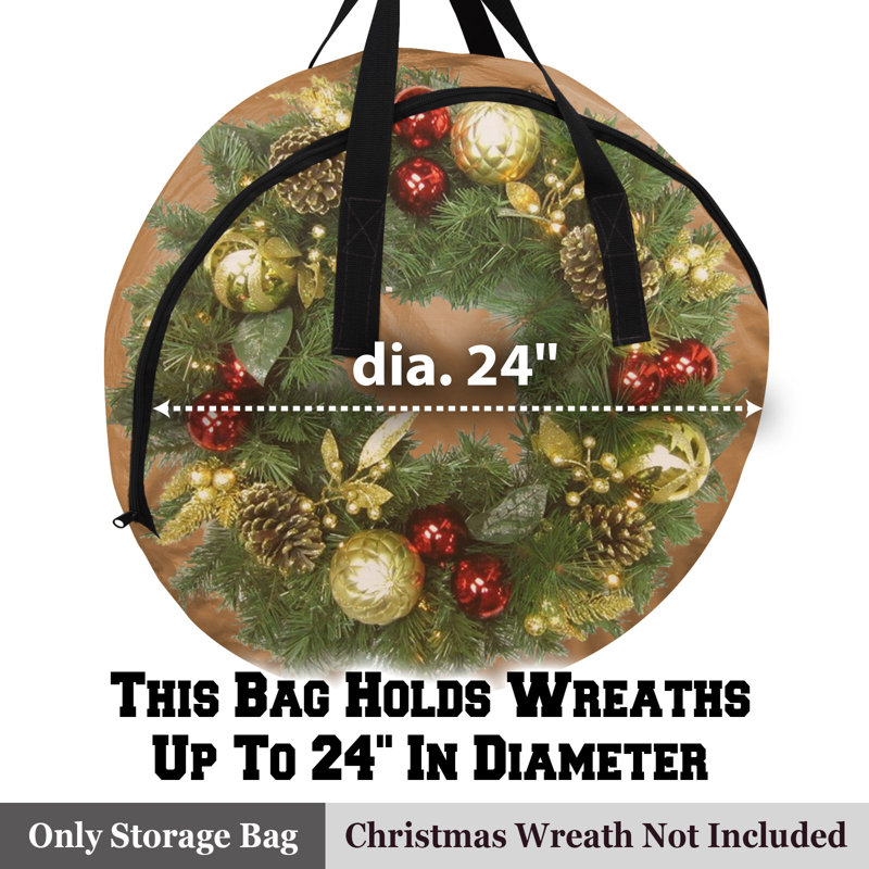 Rangement pour couronne de noël lourd, H 7,1 po x l 24 po x P 24 po, Brun clair