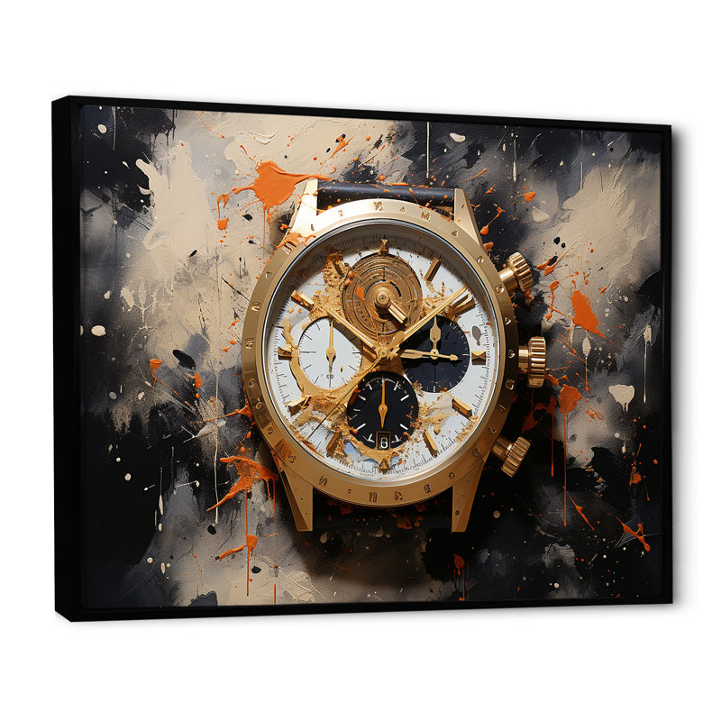 Minimalisme, montre de luxe I sur toile, Cadre flottant noir, H 12 po x l 20 po x P 1 po