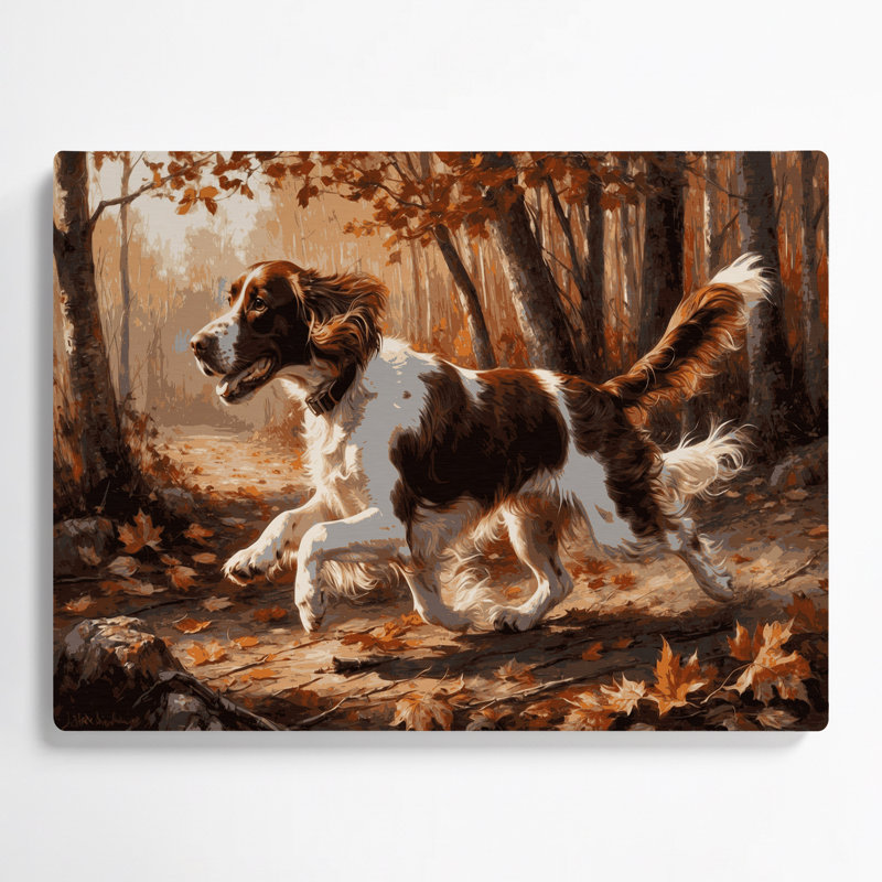 «Dogs Welsh Springer Spaniel», art mural en métal noir, H 8 po x l 10 po