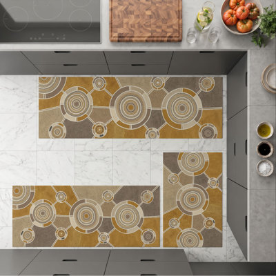 Circular Geometric Non-Slip Washable Kitchen Mats