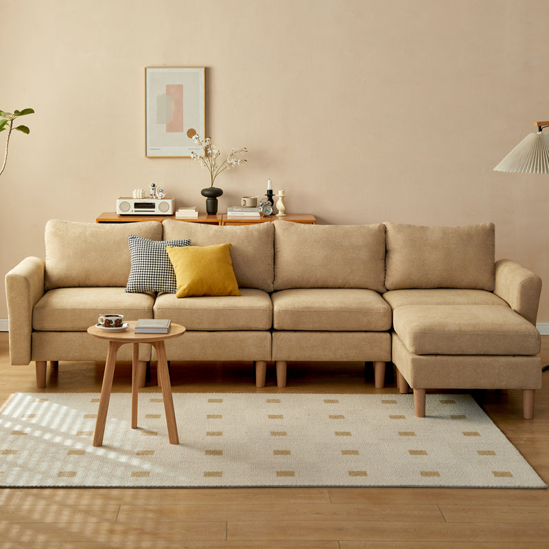 Canapé modulaire rembourré 5 pièces Wampsville, Tissu de polyester jaune