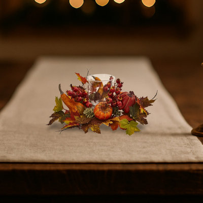 Candélabre citrouille, gourde, baie et feuille d'érable