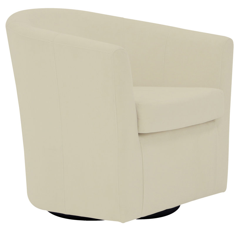 Fauteuil demi-tonneau pivotant 31 po Hansell, Microsuède beige performance
