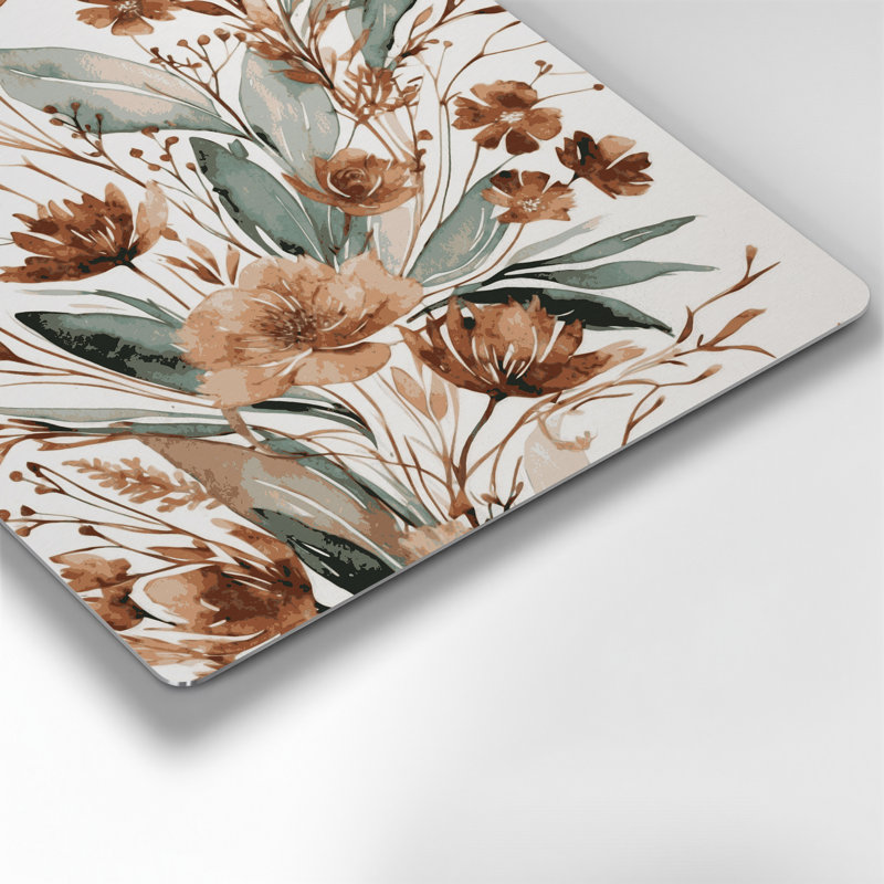 Aquarelle florale 83, art mural gris en métal, H 12 po x l 12 po