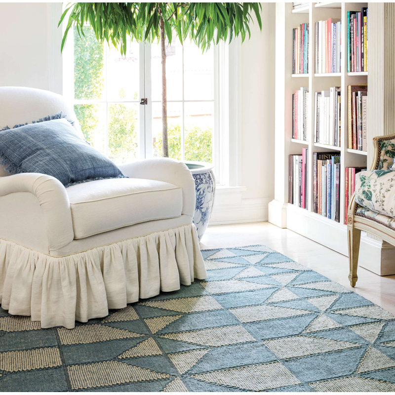 Ojai Blue Hand Loom Knotted Cotton Rug, Rectangle 2' x 3'