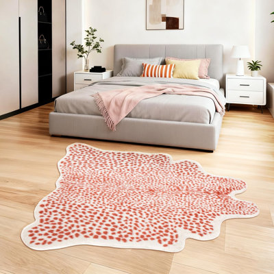 Tapis léopard rose 174 x 213 cm, tapis imprimé guépard, imitation animaux, pour chambre, salon ou maison