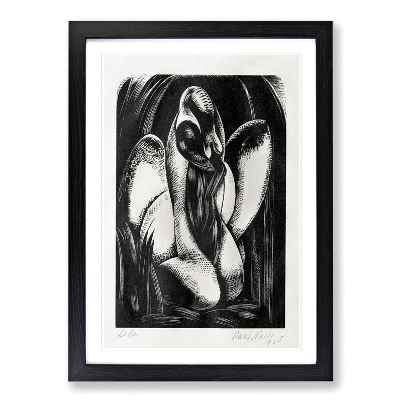 Swan by Paul Nash - Picture Frame Painting, 65cm H x 48cm W x 2cm D, Black Framed