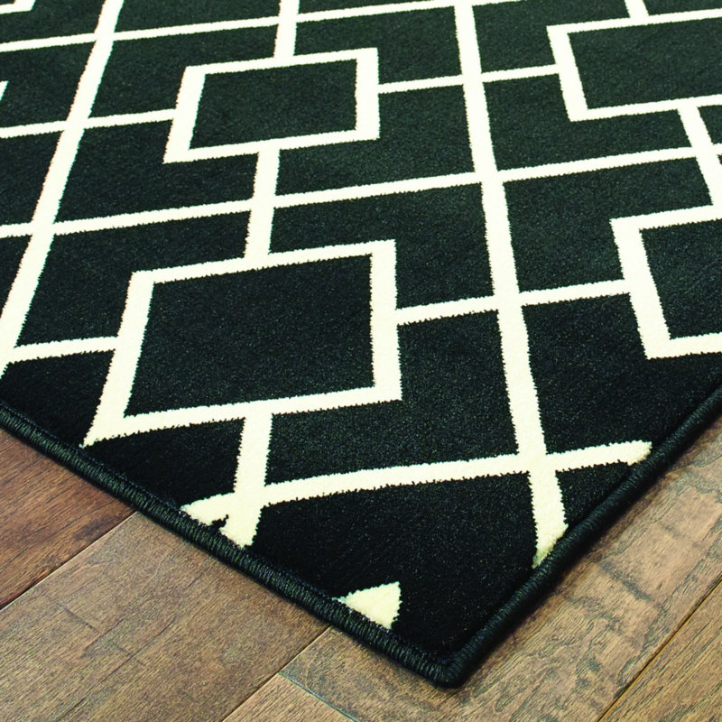 Tapis noir / beige Bernadet, Rectangle 9 pi 10 po x 12 pi 10 po