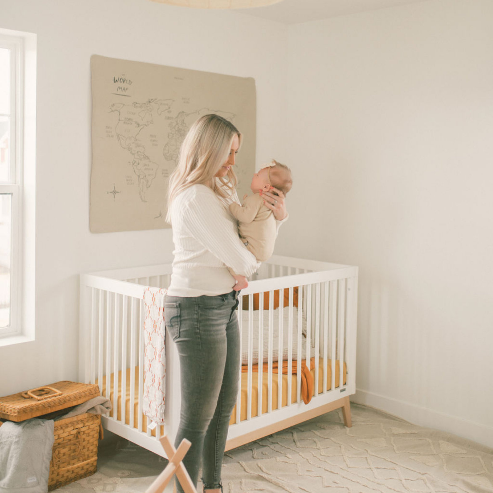 GreenGuard Certified 3-in-1 Convertible Crib, White/Natural