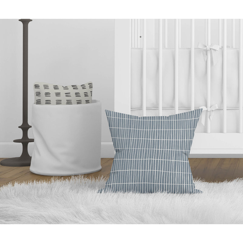 Coussin Snow Fence, H 18 po x l 18 po, Bleu géométrique