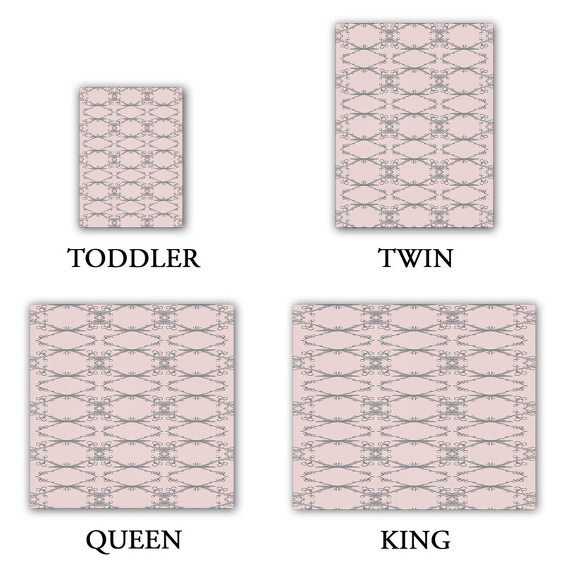 Ensemble de housse de couette brindilles, 1 housse simple + 1 taie standard, Rose pâle / Gris