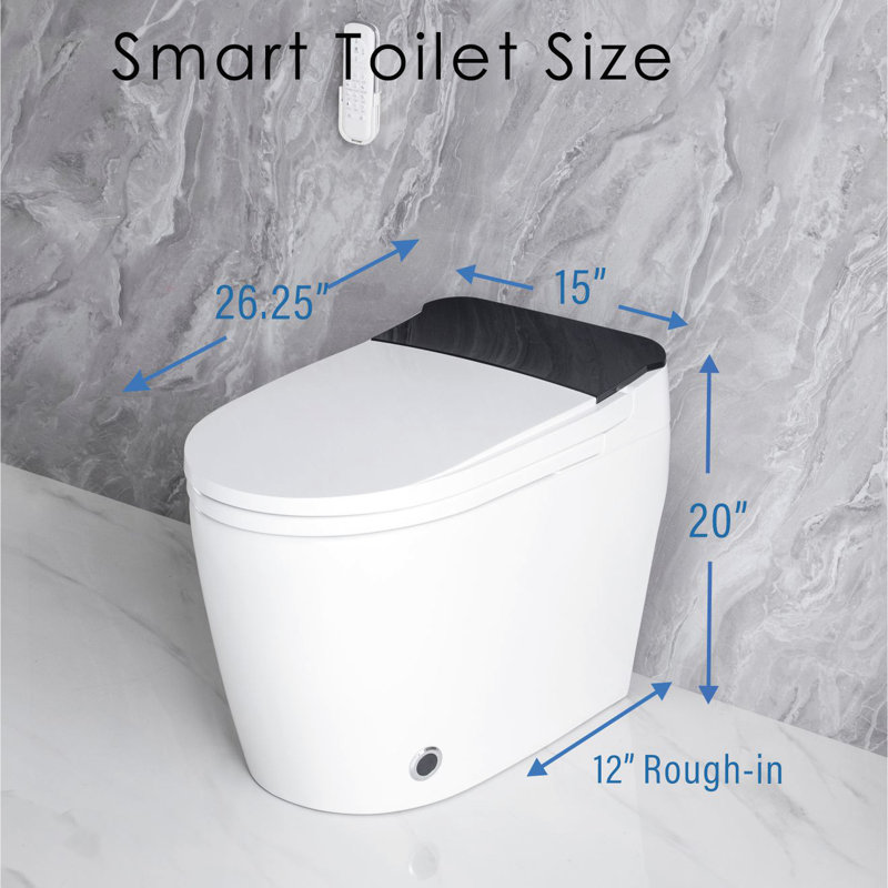 Smart Toilet With Heated Bidet Seat, Auto Flush, Led Screen, Foot Sensor - Bathroom Luxury Option Warm Air Element