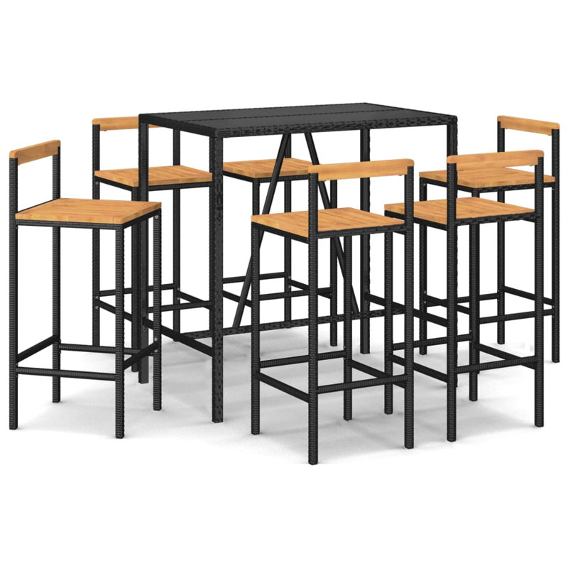 Aeisha 40cm Solid Wood Bar Set, Black