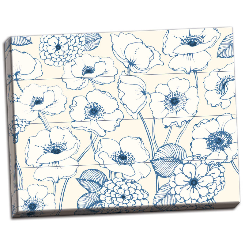 «Pen and Ink Flowers I», reproduction de dessin à multiples images, Toile tendue, H 16 po x l 20 po x P 0,75 po