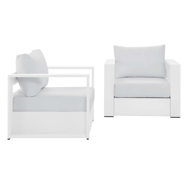 Ensemble de fauteuils d'extérieur en aluminium thermolaqué Tahoe par Modway, Blanc, Blanc